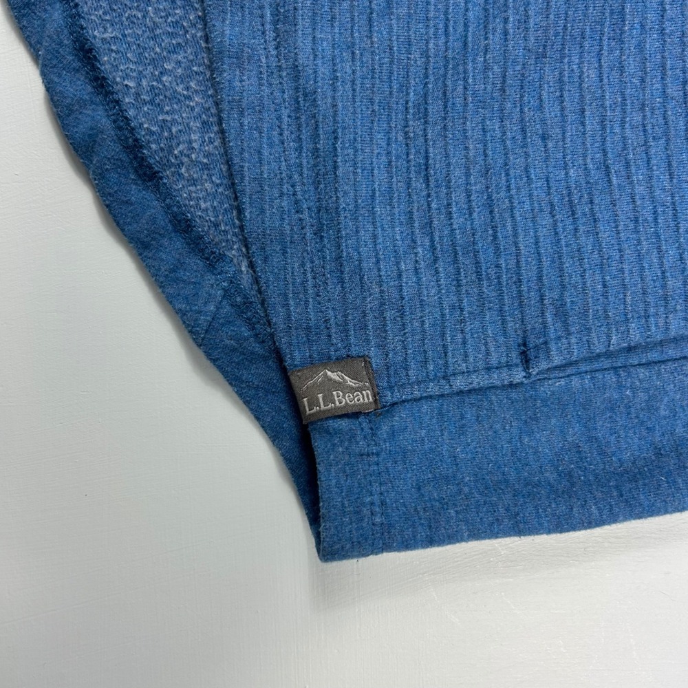 LL Bean Womens Funnel Neck Pullover Blue Heathered Sweatshirt Thumbholes Size M - Picture 5 of 9